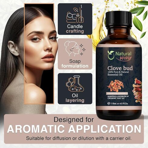 Clove Bud Essential Oil for Diffusers | Natural Aroma Oil for Home Fragrance, Humidifier & DIY Candle Making, Long Lasting Scent for Office, Bedroom & Soothing Scent 4 Fl Oz (120 mL) in Saudi Arabia