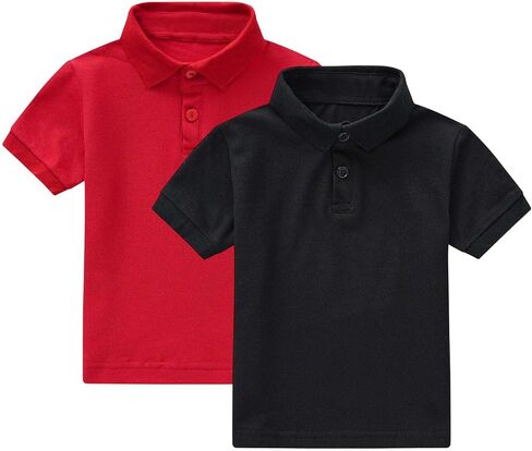 Boys Polo Shirt 2 Pack School Uniform Short Sleeve Golf Shirts Button Closure Toddler Tshirt Kids Summer Clothes in Kuwait