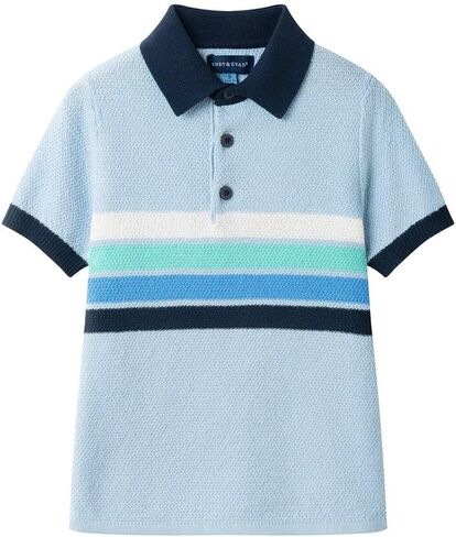 Blue Stripe Boys Sweater Polo | Knit by Andy & Evan in Saudi Arabia