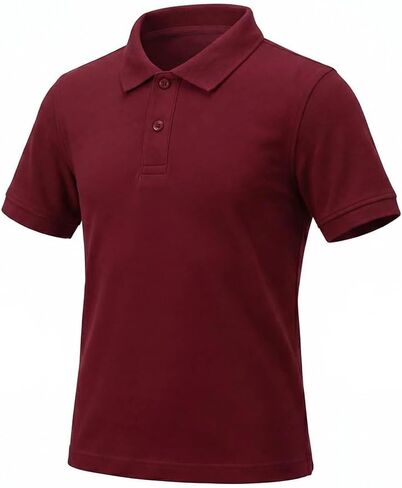 Boys Short Sleeve Polo Shirt, Soft Cotton Blend Classic Solid Top, 3-Button School Uniform Golf Tee, 2-7 Years in Saudi Arabia