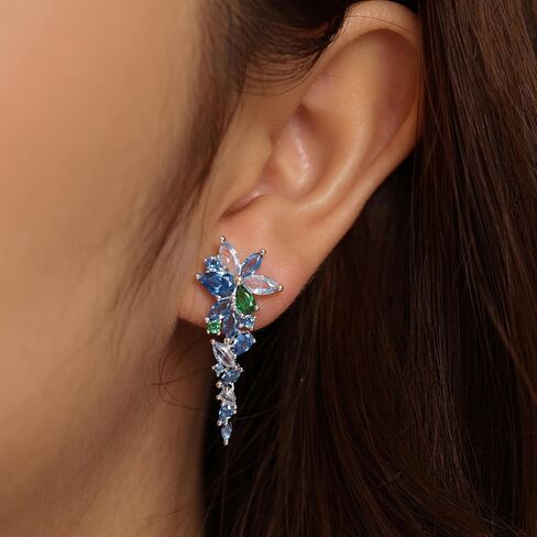 FANCIME Wisteria Whisper Jewelry Set For Women White Gold Plated Sterling Silver Blue Simulated Diamond Earrings Necklace Fine Jewelry Birthday Christmas Wedding Gifts for Women Mom in Kuwait