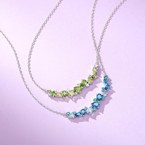 FANCIME Wisteria Whisper Jewelry Set For Women White Gold Plated Sterling Silver Blue Simulated Diamond Earrings Necklace Fine Jewelry Birthday Christmas Wedding Gifts for Women Mom in Kuwait