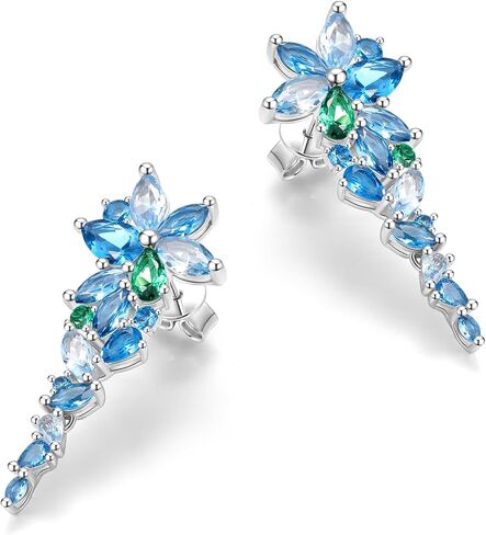 FANCIME Wisteria Whisper Jewelry Set For Women White Gold Plated Sterling Silver Blue Simulated Diamond Earrings Necklace Fine Jewelry Birthday Christmas Wedding Gifts for Women Mom in Kuwait