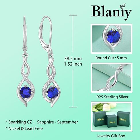 Infinity Jewelry Set 925 Sterling Silver Sapphire Earrings Necklace Bracelet September Birthstone Jewelry Gifts for Women in Saudi Arabia