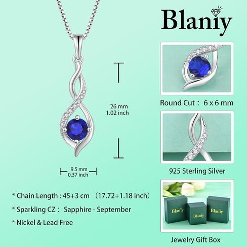 Infinity Jewelry Set 925 Sterling Silver Sapphire Earrings Necklace Bracelet September Birthstone Jewelry Gifts for Women in Saudi Arabia