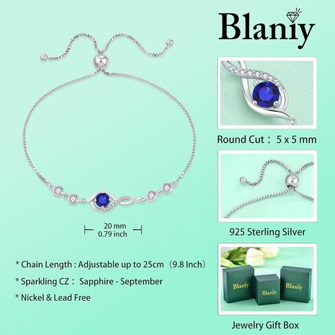 Infinity Jewelry Set 925 Sterling Silver Sapphire Earrings Necklace Bracelet September Birthstone Jewelry Gifts for Women in Saudi Arabia