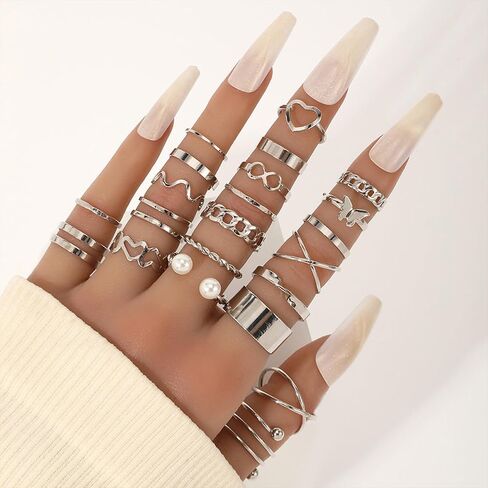 99 Pcs Silver Plated Jewelry Set for Women - Includes 9 Layered Necklaces, 16 Bracelets, 43 Hoop/Stud/Cuff Earrings & 22 Silver Rings | Complete Jewelry Pack, Ideal Birthday Gift in Kuwait