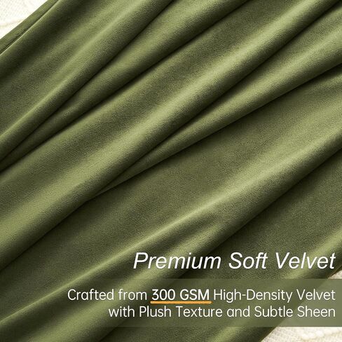 Topfinel Olive Green Velvet Blackout Curtains 84 Inches Long, Soundproof Room Darkening Dark Green Forest Green Thermal Insulated Boho Elegant Moody Back Tab Curtains for Living Room Bedroom 2 Panels in Saudi Arabia