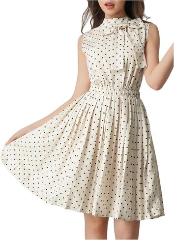 SHENHE Girl's 2 Piece Outfits Polka Dots Bow Tank Top and Pleated A Line Swing Skirt Set in Kuwait