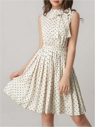 SHENHE Girl's 2 Piece Outfits Polka Dots Bow Tank Top and Pleated A Line Swing Skirt Set in Kuwait