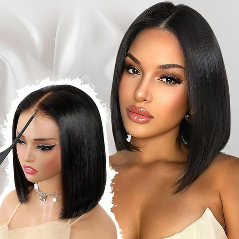 شعر مستعار بدون غراء من Wear and Go شعر بشري تم قطعه مسبقًا 6x4 شعر مستعار بدانتيل أمامي مستقيم شعر مستعار بشري للنساء بدون غراء بدانتيل أمامي عالي الدقة جاهز للارتداء شعر مستعار بكثافة 180% 28 بوصة أسود طبيعي in Kuwait