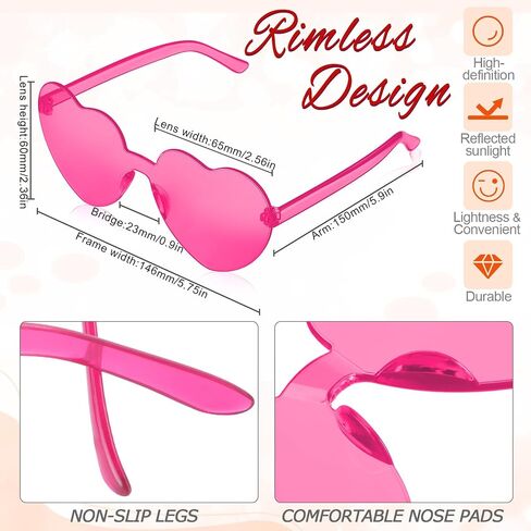 18 Pack Colored Party Wigs and Sunglass Set with 18 Pack Rimless Heart Shape Sunglasses Colorful Neon Short Bob Hair Wigs Hairpieces for Bachelorette Cosplay Neon Funky Party Favors Supplies in Saudi Arabia