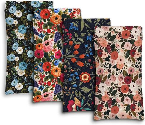 Eyeglass Cases 4 Pack,Boho Floral Pattern Sunglasses Case,PU Leather Soft Eye Glass Pouch for Women Men Student in Saudi Arabia