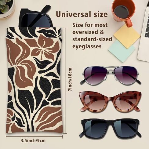 Eyeglass Cases 4 Pack,Boho Floral Pattern Sunglasses Case,PU Leather Soft Eye Glass Pouch for Women Men Student in Saudi Arabia