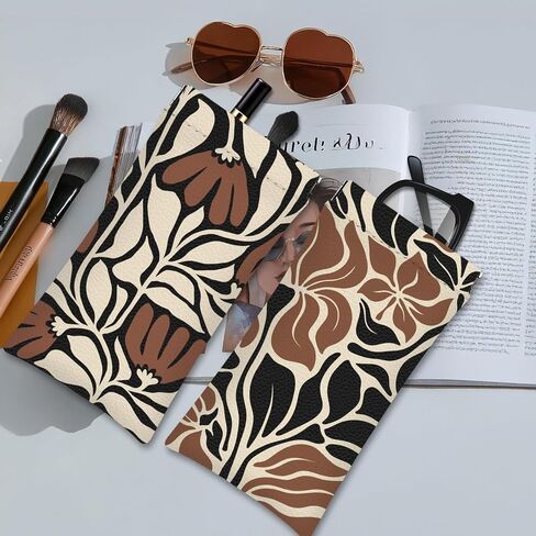 Eyeglass Cases 4 Pack,Boho Floral Pattern Sunglasses Case,PU Leather Soft Eye Glass Pouch for Women Men Student in Saudi Arabia