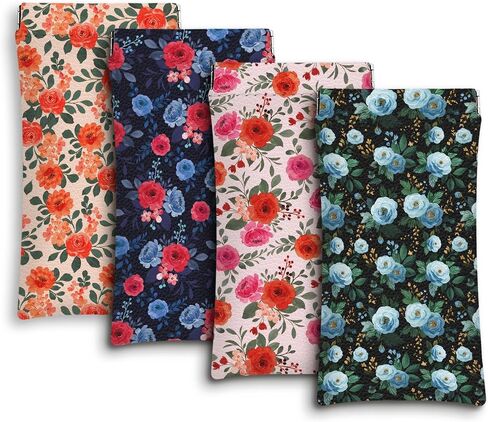 Eyeglass Cases 4 Pack,Boho Floral Pattern Sunglasses Case,PU Leather Soft Eye Glass Pouch for Women Men Student in Saudi Arabia