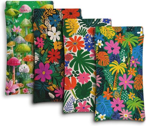 Eyeglass Cases 4 Pack,Boho Floral Pattern Sunglasses Case,PU Leather Soft Eye Glass Pouch for Women Men Student in Saudi Arabia