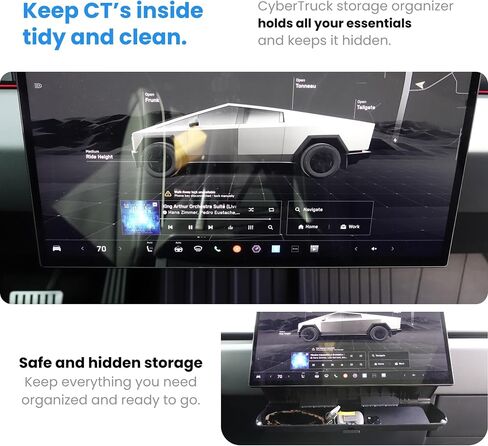 Hidden Cybertruck Center Console Organizer, Under The Screen Storage, The Essential Tesla Cybertruck Accessories 2025 - Holds All Your Valuable Essentials with Massive Storage Capacity in Saudi Arabia