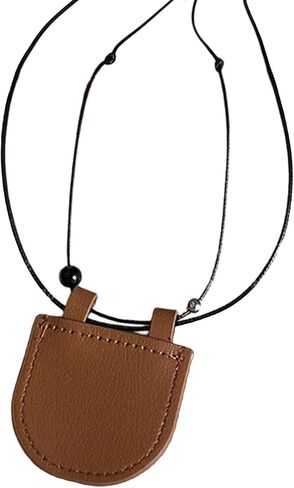 Fashionable Leather Necklace Bag for Earphone Protective and Coin Holding Perfect for Outdoor Activities Daily Use Neck Hanging Pouches in Kuwait