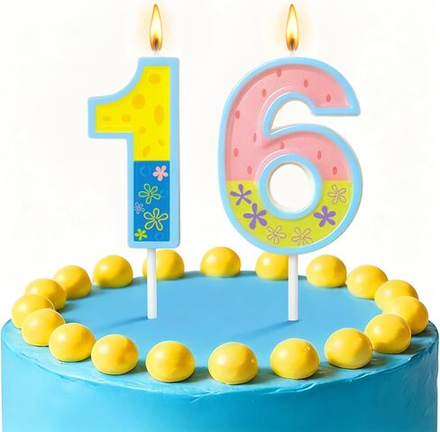 25th Birthday Candle, Colorful Cartoon Number Candle 25 Numeral Birthday Cake Topper Decor for Ocean Theme 25th Party Supplies and Celebration Decorations (Pink Yellow) in Saudi Arabia