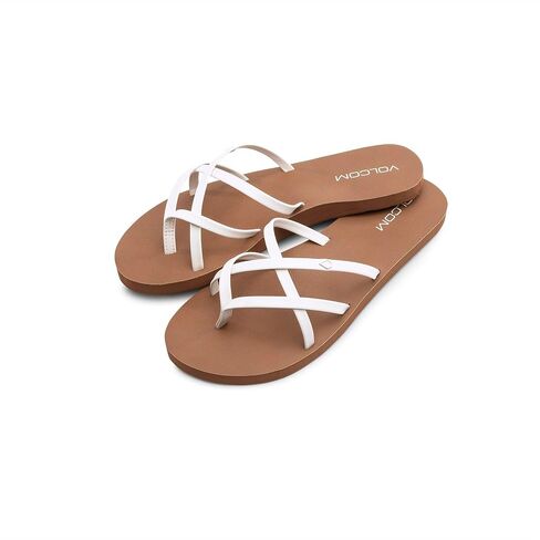 Volcom Women's New School Strappy Flip Flop Flat Slide Sandal in Kuwait