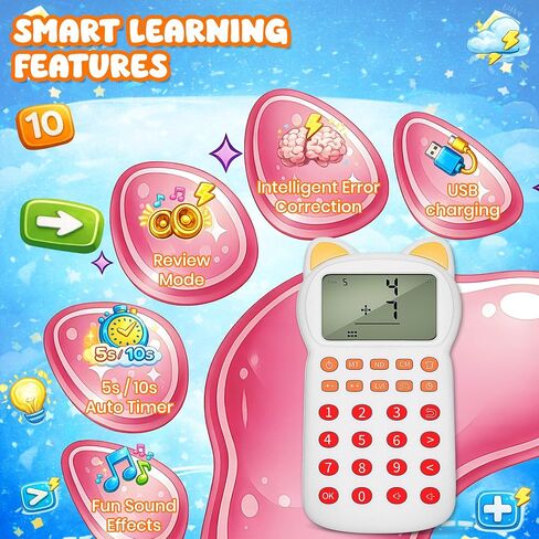Math Games for Kids Ages 8-12, Portable Calculator for Kids, Addition Subtraction Multiplication Division Practice, 10+ Logic Modes,Columnar Calculation,100,000 Questions (Blue) in Saudi Arabia