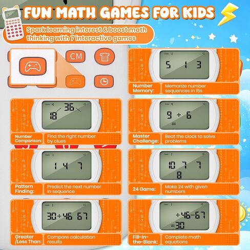 Math Games for Kids Ages 8-12, Portable Calculator for Kids, Addition Subtraction Multiplication Division Practice, 10+ Logic Modes,Columnar Calculation,100,000 Questions (Blue) in Saudi Arabia