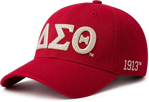 Official Licensed Delta Sigma Theta Sorority Design Baseball Cap, Adjustable Rhinestone Hat with ΔΣΘ, 1913 Side Embroidery in Saudi Arabia