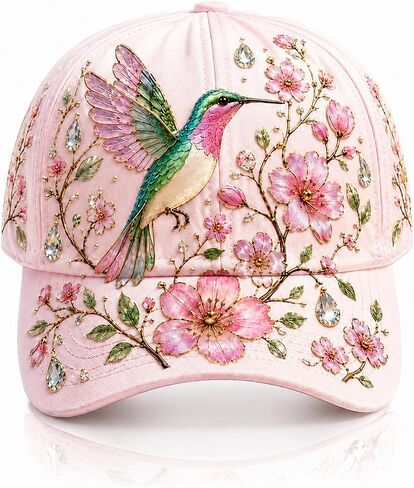 Garden Morning Cap, Bee and Bloom Embroidered Cap with Adjustable Circumference, Suitable for Outdoor Wear in Saudi Arabia