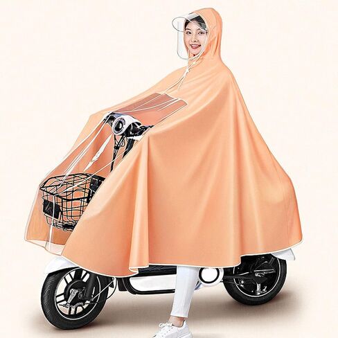 SUNGOOYUE Electric Bike Rain Poncho, Long Full Body Cycling Raincoat for Scooters, with Premium PVC Material, Reusable Washable (3XL Type Orange) in Kuwait