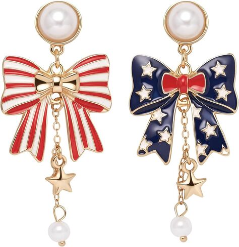 4th of July Earrings for Women,Independence Day Earrings Memorial Day Stud,Patriotic Dangle Earring Red White and Blue in Kuwait