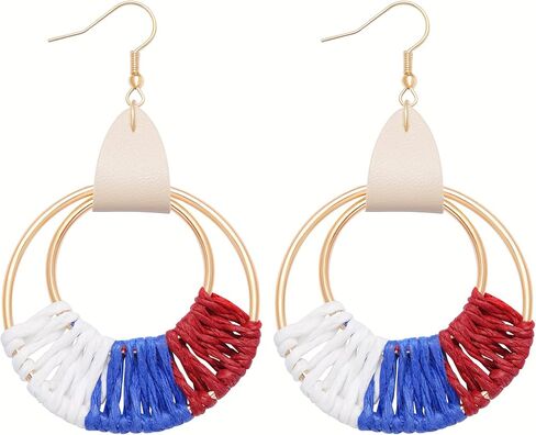 4th of July Earrings for Women,Independence Day Earrings Memorial Day Stud,Patriotic Dangle Earring Red White and Blue in Kuwait