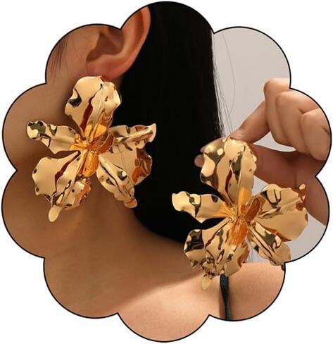 Large Flower Earrings for Women Statement Flower Earring Big Floral Earrings Trendy Elegant 3D Floral Jewelry Accessories for Women in Saudi Arabia
