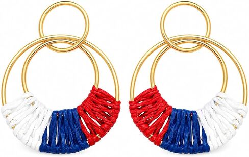 4th of July Earrings for Women,Independence Day Earrings Memorial Day Stud,Patriotic Dangle Earring Red White and Blue in Kuwait