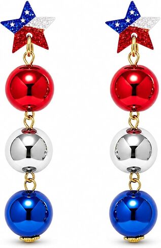 4th of July Earrings for Women,Independence Day Earrings Memorial Day Stud,Patriotic Dangle Earring Red White and Blue in Kuwait