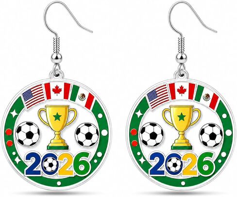 Worlds Cup Earrings 2026 Merchandise Acrylic Soccer Earrings for Women Soccer Mom Essentials Shirt Accessories Lightweight Sports Fans Game Day Outfits in Kuwait