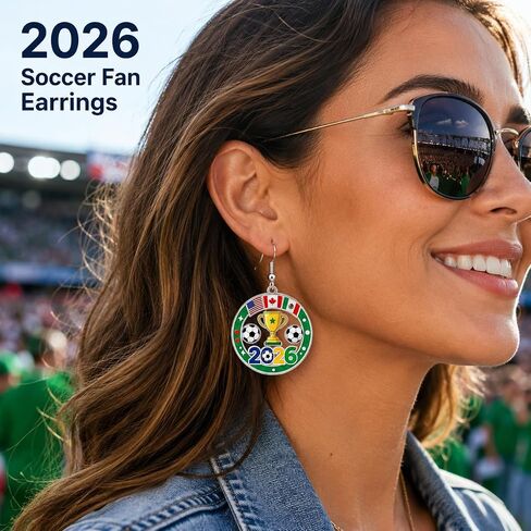 Worlds Cup Earrings 2026 Merchandise Acrylic Soccer Earrings for Women Soccer Mom Essentials Shirt Accessories Lightweight Sports Fans Game Day Outfits in Kuwait