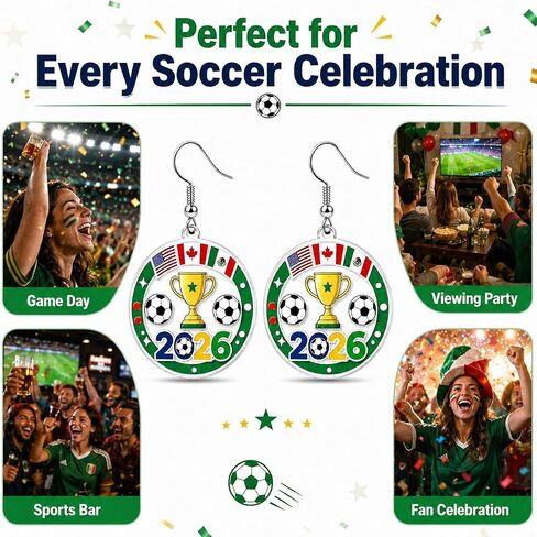 Worlds Cup Earrings 2026 Merchandise Acrylic Soccer Earrings for Women Soccer Mom Essentials Shirt Accessories Lightweight Sports Fans Game Day Outfits in Kuwait