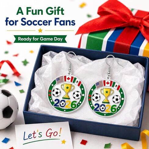 Worlds Cup Earrings 2026 Merchandise Acrylic Soccer Earrings for Women Soccer Mom Essentials Shirt Accessories Lightweight Sports Fans Game Day Outfits in Kuwait