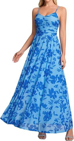 EYNMIN Floral Maxi Dress Spaghetti Strap Flowy A Line 2026 Spring Summer Wedding Guest Dresses for Women Long Sundress in Kuwait