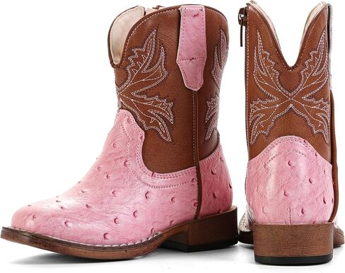 Boys Cowboy Boots for Kids Girls Western Toddler Cowgirl Boots Mid Calf Square Toe Boot in Kuwait