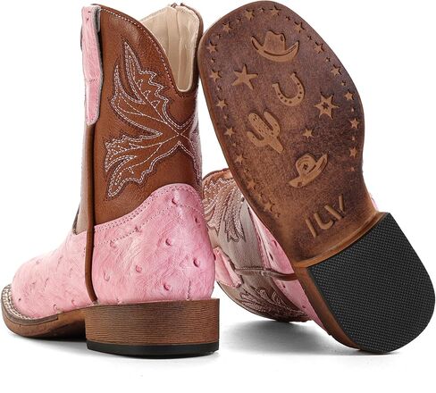 Boys Cowboy Boots for Kids Girls Western Toddler Cowgirl Boots Mid Calf Square Toe Boot in Kuwait