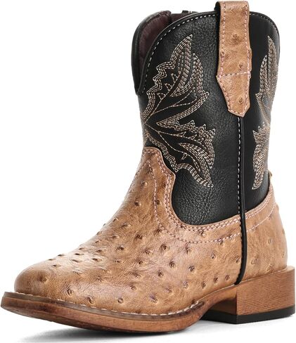 Boys Cowboy Boots for Kids Girls Western Toddler Cowgirl Boots Mid Calf Square Toe Boot in Kuwait