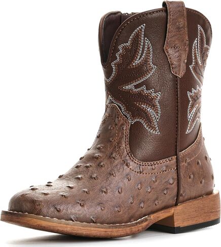 Boys Cowboy Boots for Kids Girls Western Toddler Cowgirl Boots Mid Calf Square Toe Boot in Kuwait