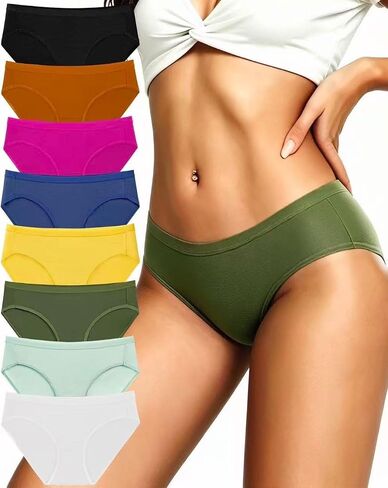 8 Pack Women's Underwear Cotton Bikini Panties Low Rise High Cut Briefs Soft Breathable Ladies Hipster Underwear in Saudi Arabia