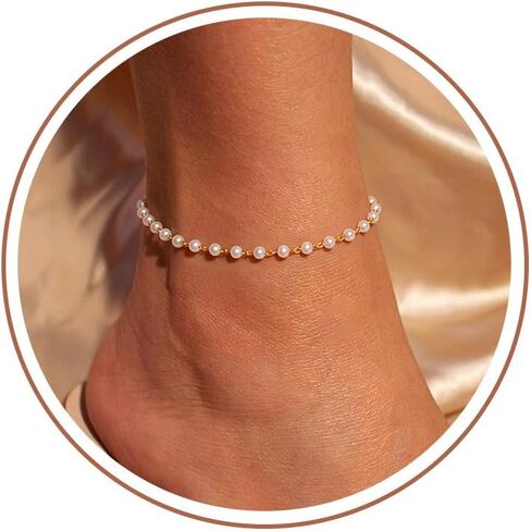 Robaice Ankle Bracelets for Women, Waterproof 14K Gold Plated Anklet Non Tarnish，Chunky Cuban Link Chain Anklets Adjustable Trendy Summer Beach Jewelry Gifts for Women in Kuwait