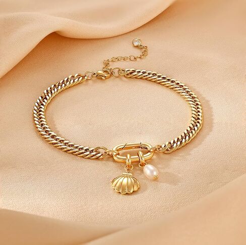 Robaice Ankle Bracelets for Women, Waterproof 14K Gold Plated Anklet Non Tarnish，Chunky Cuban Link Chain Anklets Adjustable Trendy Summer Beach Jewelry Gifts for Women in Kuwait