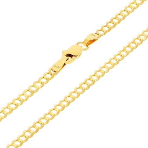 Nuragold 14k Real Yellow Gold Solid Cuban Curb Link 2.5mm Chain Bracelet or Anklet (7"-9") Italian Jewelry for Men & Women in Kuwait