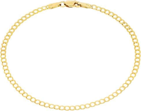 Nuragold 14k Real Yellow Gold Solid Cuban Curb Link 2.5mm Chain Bracelet or Anklet (7"-9") Italian Jewelry for Men & Women in Kuwait