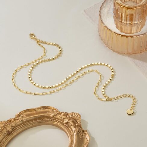 Anklets for Women Gold Ankle Bracelets for Women 14K Gold Anklets for Womens Figaro Chain and Round Rice Bead Chain Layered Anklets for Womens Ankle Bracelets 24+4cm in Kuwait